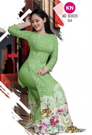 Vải áo dài chấm bi và hoa của vải áo dài Kim Ngọc ADKN B3925