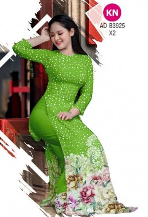 Vải áo dài chấm bi và hoa của vải áo dài Kim Ngọc ADKN B3925