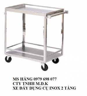 Xe đẩy inox 3 tầng dùng cho bệnh viện, phòng thí nghiệm