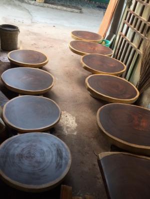 Mặt bàn tròn cafe, bàn trà gỗ me tây nguyên tấm