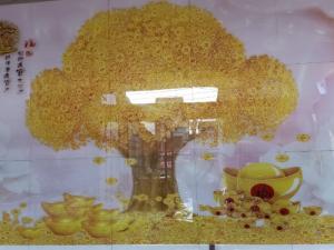 gạch ốp tường 3d trang trí tranh cây tiền KL14