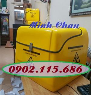 Thùng vận chuyển chất thải nguy hại sau xe máy, thùng thu gom chất thải nguy hại sau xe máy, thùng đựng chất thải nguy hại sau xe máy, thùng chở hàng y tế,