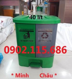 Thùng rác chia ngăn, thùng rác 2 ngăn, thùng rác 40L, thùng phân loại rác,