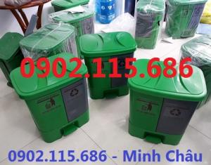 Thùng rác chia ngăn, thùng rác 2 ngăn, thùng rác 40L, thùng phân loại rác,