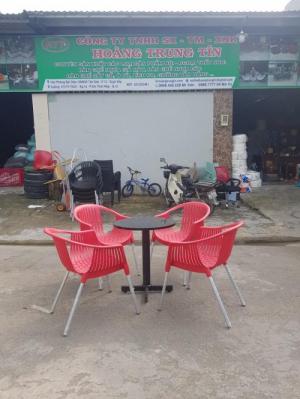 bàn ghế cafe nhựa đúc chân inox giá tốt VĐ21