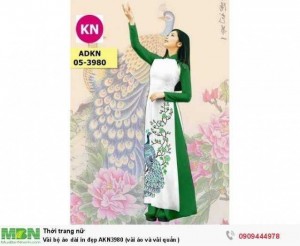 Vải bộ áo dài in đẹp AKN3980 (vải áo và vải quần )