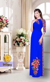 Vải áo dài với quần hoa xinh xắn