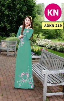 Vải áo dài đẹp in hình trái tim của vải áo dài Kim Ngọc ADKN 219