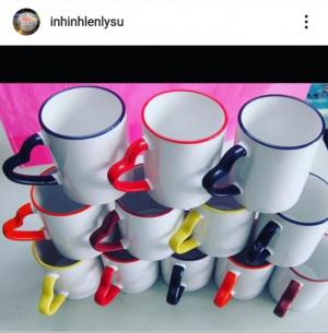 LY VIỀN MÀU QUAI TIM- quà tặng giá rẻ - in hình- con hiu hồng