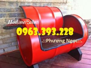 Thùng phuy sắt đã qua sử dụng, thùng phuy sắt làm bếp nướng, thùng phuy làm bàn ghế