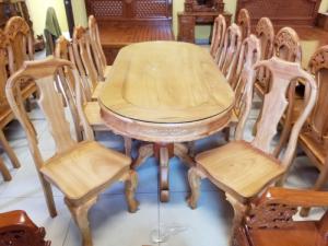 Bộ Bàn Ăn 8 Ghế Đầu Bò Đơn Giản Hiện Đại - Bàn Ovan