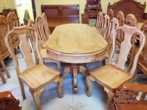 Bộ Bàn Ăn 8 Ghế Đầu Bò Đơn Giản Hiện Đại - Bàn Ovan