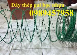 Dây kẽm gai bọc nhựa, dây thép gai hình dao bọc nhựa giá rẻ
