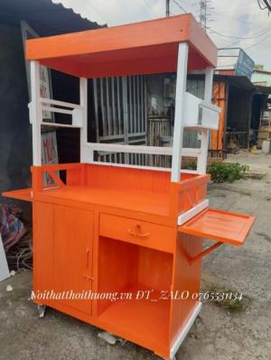 Tủ bán trà sữa màu cam, viền trắng, đẹp độc lạ mắt nổi bật