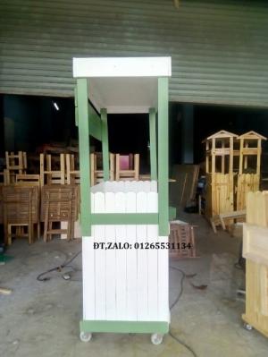 Xe gỗ bán trà sữa đẹp xanh lá mẫu 2