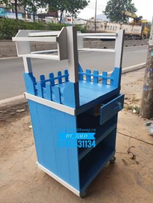 Tủ gỗ cà phê không mái trắng xanh TG05
