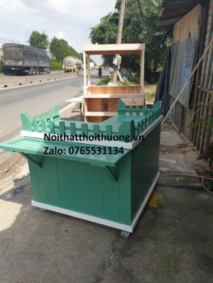 Quầy bar pha chế gỗ màu xanh 02