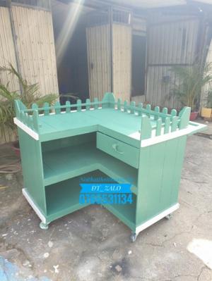Quầy bar pha chế gỗ màu xanh 02
