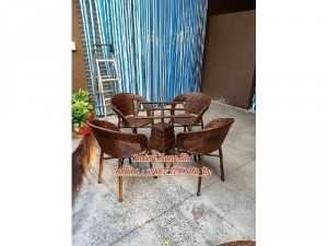 Bàn ghế cafe sân vườn nhựa giả mây