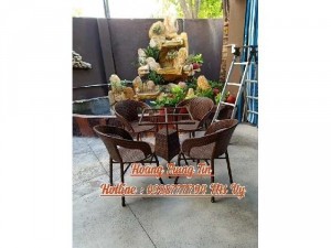 Bàn ghế cafe sân vườn nhựa giả mây