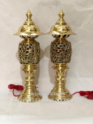 Đèn thờ cúng hình quả dứa bằng đồng nguyên chất