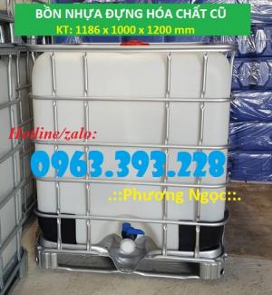 Tank nhựa IBC 1000L đã qua sử dụng, bồn nhựa đựng hóa chất