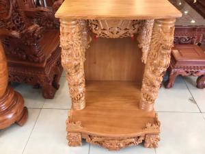 Bàn Thơ Ông Địa Đục Cột Rồng Không Hộp Đèn 80cm- Mẫu Vip