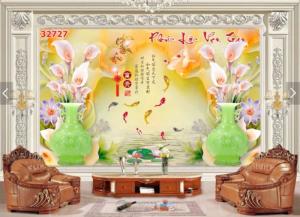 tranh 3d trang trí phòng khách hoa ngọc