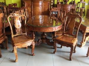 Bộ Bàn Ăn Gỗ Cẩm Lai Vip- 8 Ghế Bàn Ovan