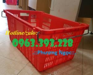 Sọt nhựa HS011, sọt nhựa đựng nông sản có quai sắt