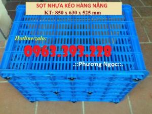 Sọt nhựa 8 bánh xe, sóng nhựa kéo hàng