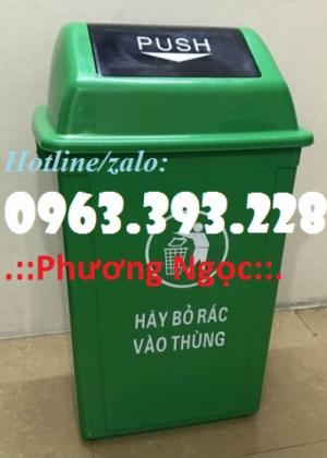 Thùng rác nhựa HDPE 60L, thùng rác nắp bập bênh, thùng rác nắp lật