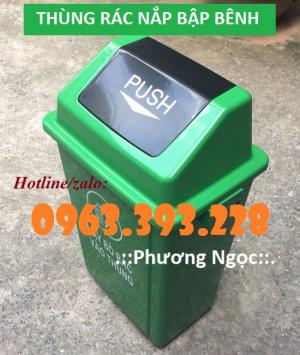 Thùng rác nhựa HDPE 60L, thùng rác nắp bập bênh, thùng rác nắp lật
