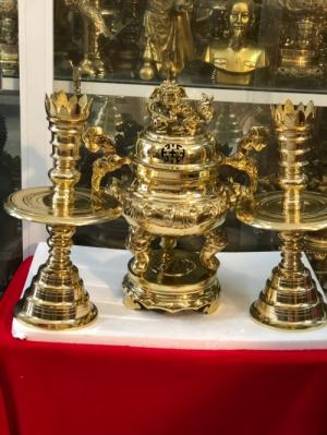 Bộ đỉnh tam sự rồng vàng cao 50cm