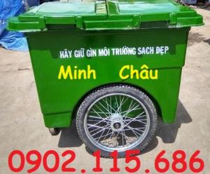 Xe gom rác 660l 3 bánh hơi, Xe gom rác 660L nhựa composite, Xe chở rác 660L 3 bánh, Xe rác 660L nhựa 3 bánh,