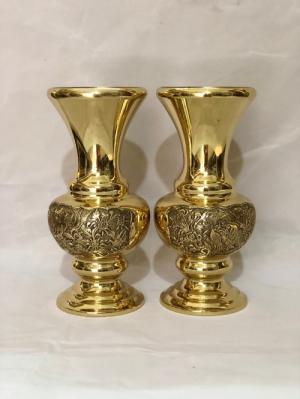đôi bình bông thờ cúng bằng đồng cao 30cm