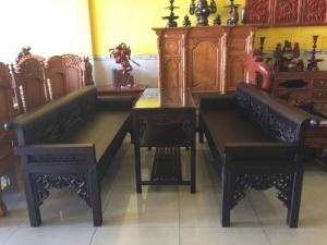 Bộ Bàn Ghế Trường Kỷ 3 Món Chạm Tứ Quý Đẹp