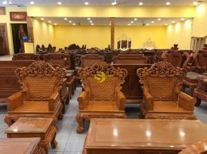 Bộ bàn ghế hoàng gia gõ đỏ mặt khung tranh 10 món – BBG344