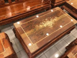 Bộ Bàn Ghế Chạm Nghê Đỉnh - Cẩn Ốc Tay 14, 6 Món