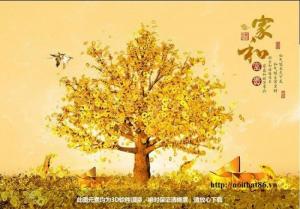 Tranh gạch trang trí cây tiền vàng