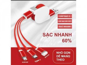 Dây sạc rút đa năng ba đầu cắm ( hỗ trợ sạc nhanh )