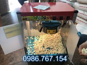 Máy nổ bắp rang bơ chạy điện dòng tủ kính