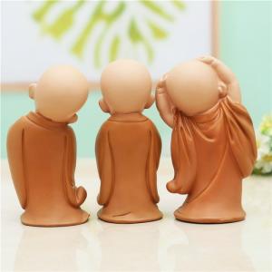 Bộ 03 tượng chú tiểu áo nâu - mẫu chú tiểu đứng 16.5cm