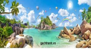 gạch tranh 3d phong cảnh biển K09
