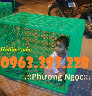 Sóng nhựa rỗng HS022, sọt nhựa 8 bánh xe, sọt nhựa đẩy hàng