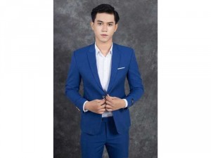 Full set vest owen xanh dương 1 khuy