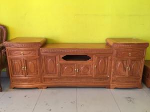 Tủ Ti Vi Mặt Bầu 2m4 Mẫu Mới - Gỗ Gõ Đỏ