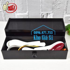 Hộp đựng đũa muỗng nhà hàng quán ăn - Hộp đựng đũa bằng nhựa màu đen, màu nâu cánh dán - HCM