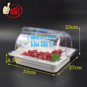Khay trưng bày thức ăn buffet, trái cây, sashimi, bánh ngọt có nắp đậy bằng nhựa mica trong suốt mở 2 chiều - Bà Rịa Vũng Tàu
