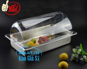 Khay đựng thức ăn buffet có nắp đậy bằng nhựa mica trong mở 2 chiều - Đà Nẵng